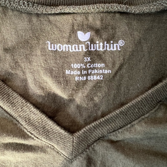 Woman Within Women’s olive Green Short Sleeve Tee cotton - Picture 3 of 3